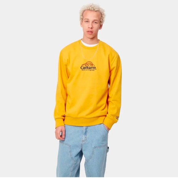 Carhartt WIP Geo Script Sweatshirt 'Popsicle' yellow size L - Picture 4 of 9